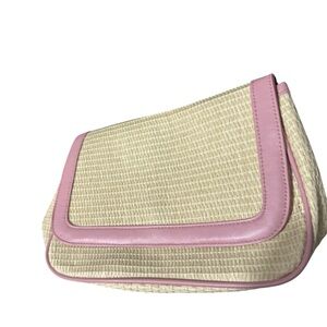 NWOT Lancome Pink and Tan Cosmetic bag with Woven Design cute ☺️